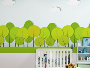 Πράσινα στρογγυλά δέντρα Παιδικά Ταπετσαρίες Τοίχου 100 x 100 εκ.