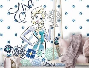 Elsa with flowers, Frozen Παιδικά Ταπετσαρίες Τοίχου 100 x 100 εκ.